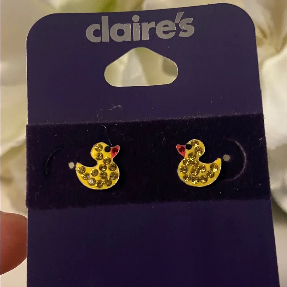 Claire's Yellow Duck Earrings Stud